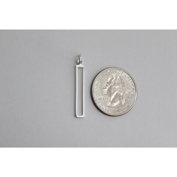 Sterling Silver Medium Openwork Bar Charm, Sterling Silver Openwork Bar Charm - Picture 4 of 4